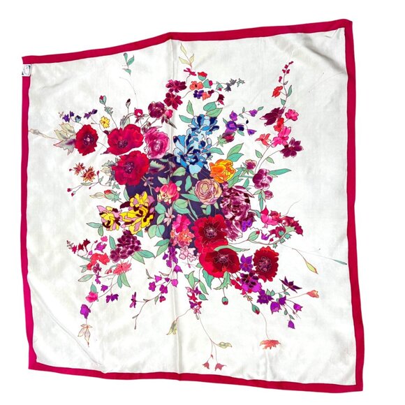Vintage Création Adam Hand Decorated Bouquet France Silk Floral Scarf 33.25" - Picture 1 of 7